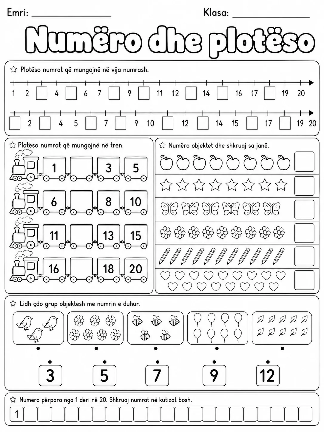 Numrat natyrorë - Pako fletësh pune faqja 4 - pamje e fletës së punës