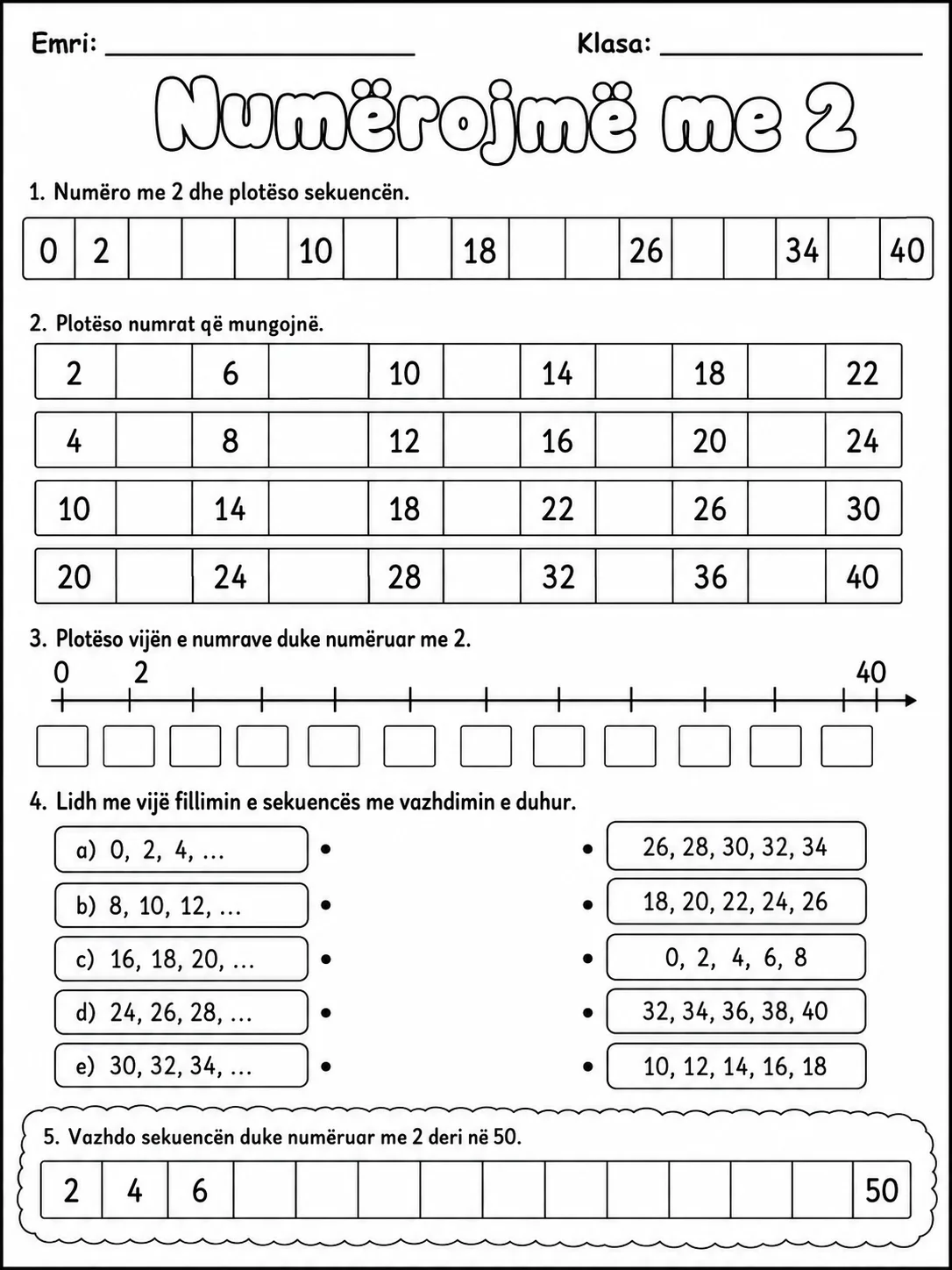 Numrat që mungojnë - Pako fletësh pune faqja 3 - pamje e fletës së punës