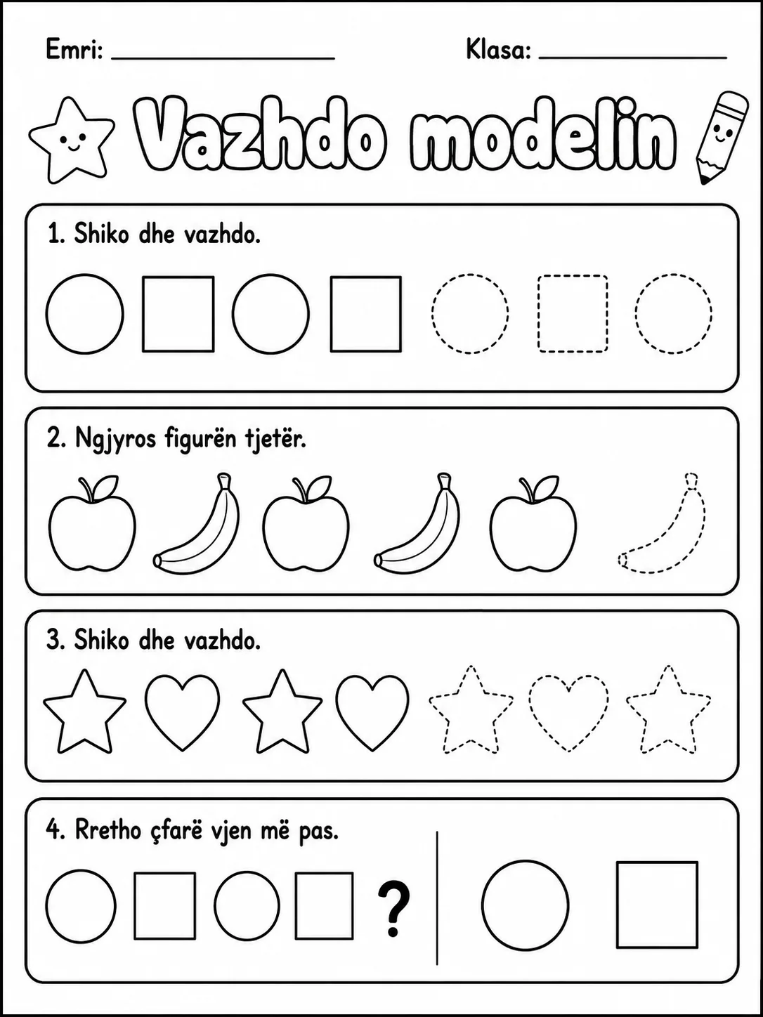 Vazhdo modelin - Pako fletësh pune - 10 faqe të shtypshme për matematikë nga KiwiBee