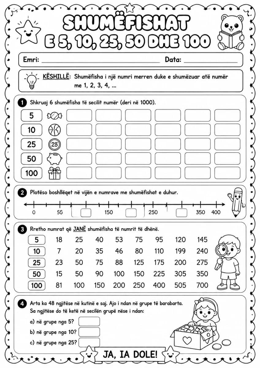 Shumëfishat e 5, 10, 25, 50 dhe 100