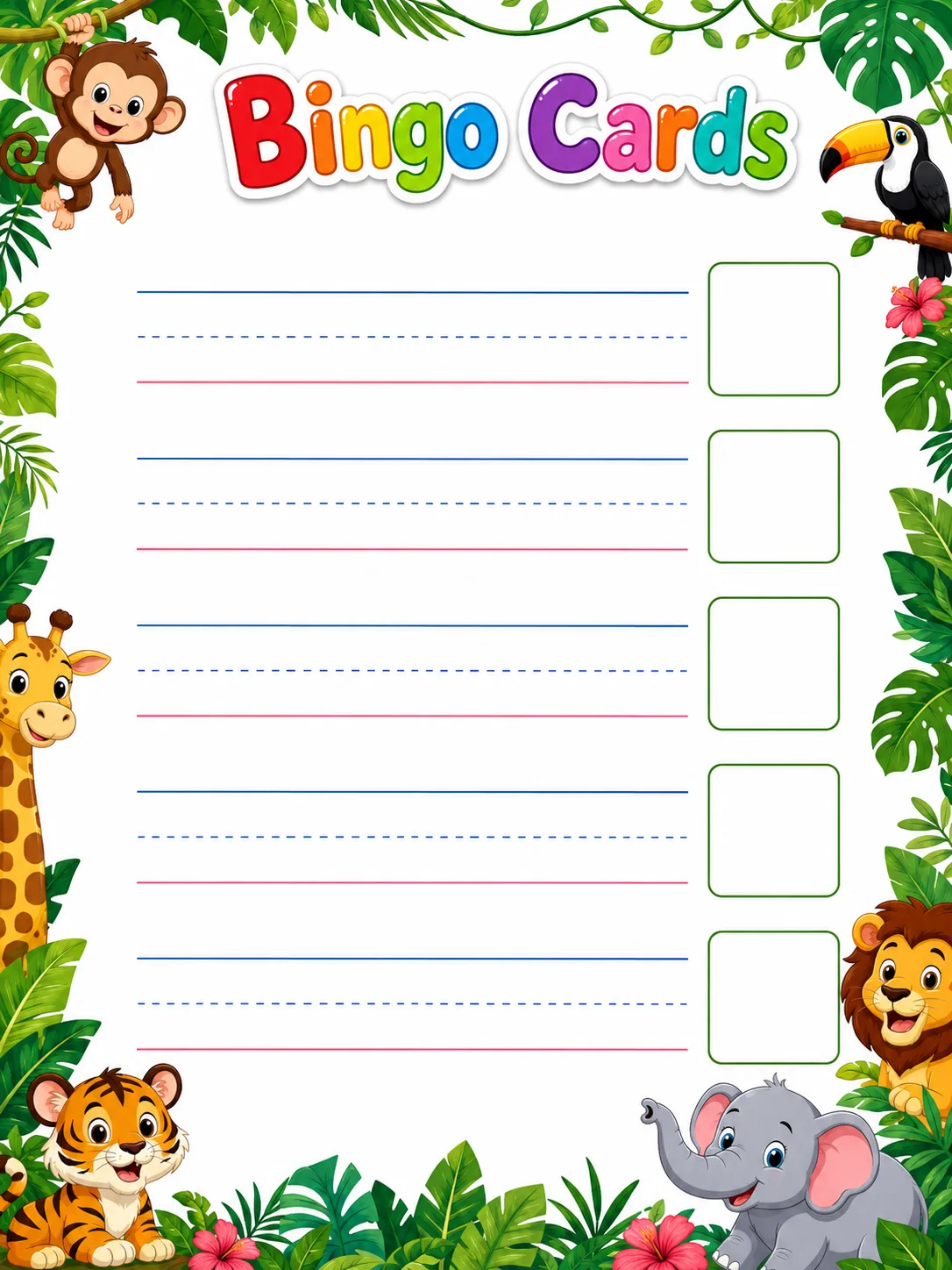 Bingo Cards page 2 printable template preview