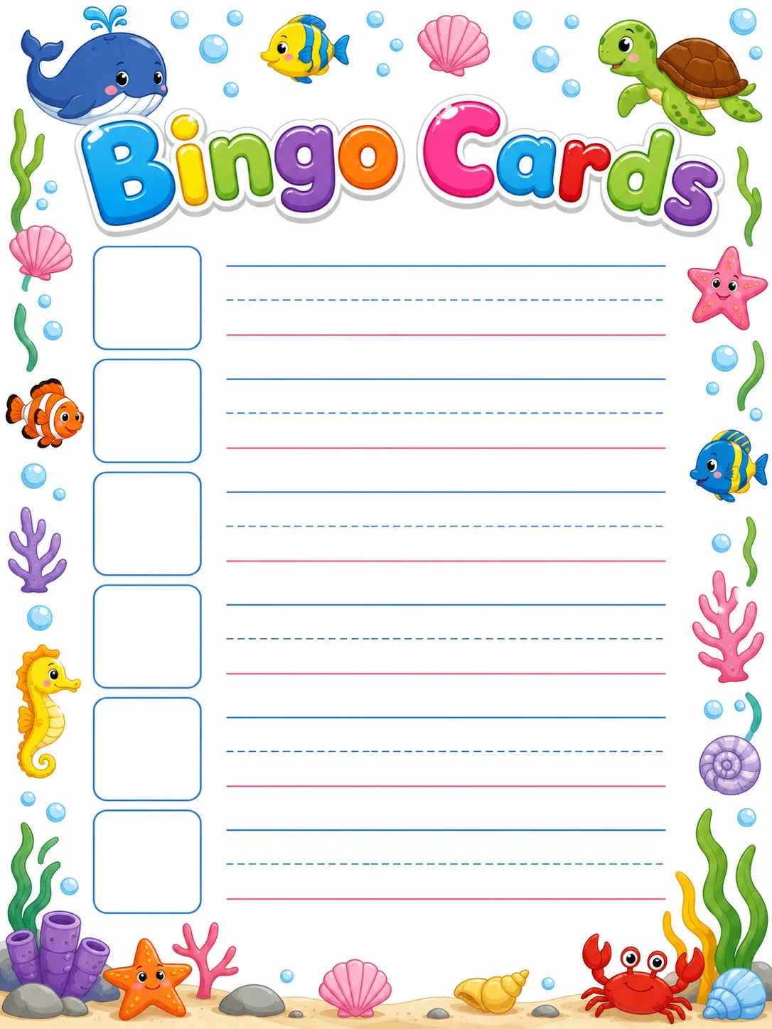 Bingo Cards page 3 printable template preview