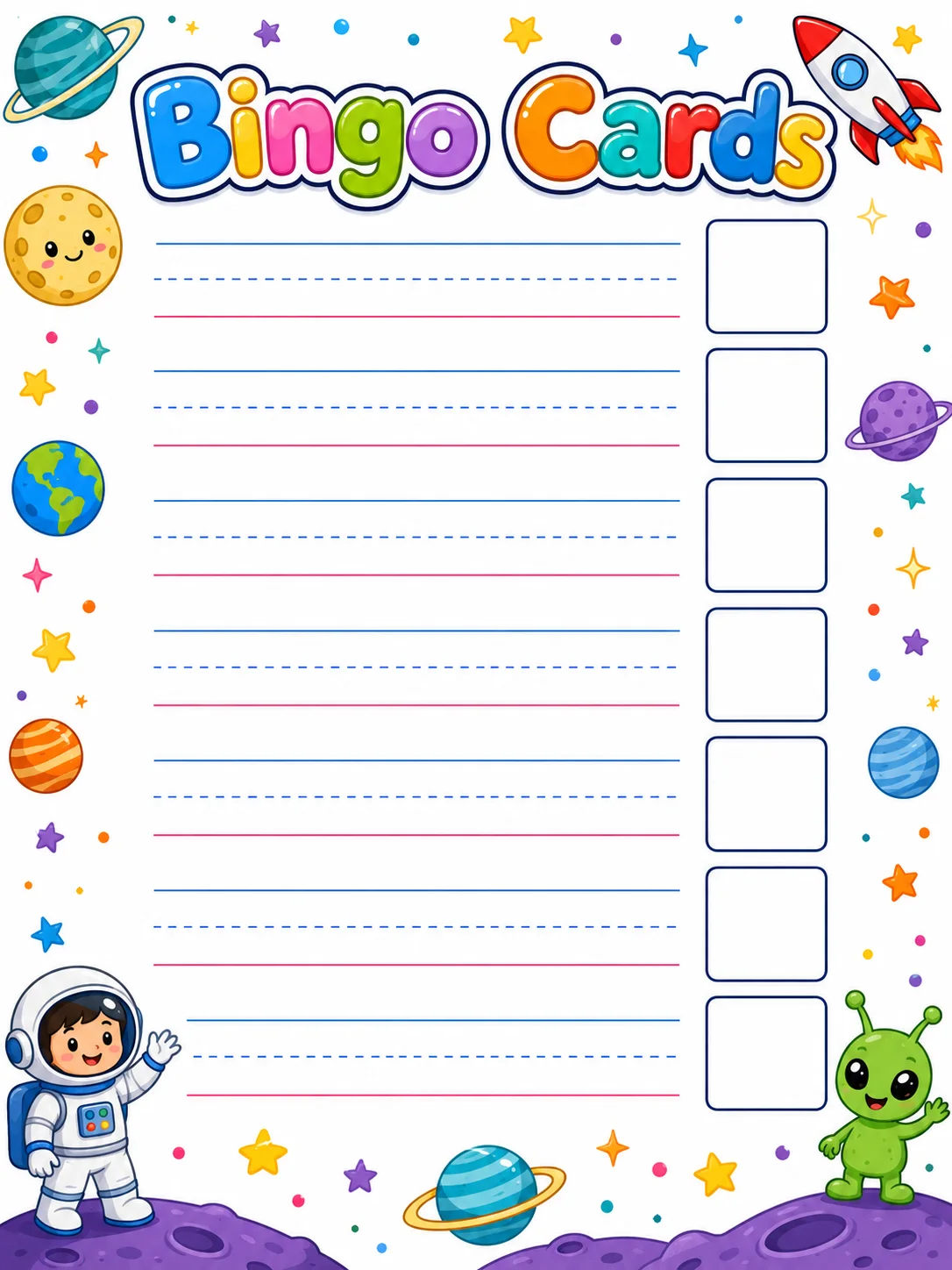 Bingo Cards page 4 printable template preview