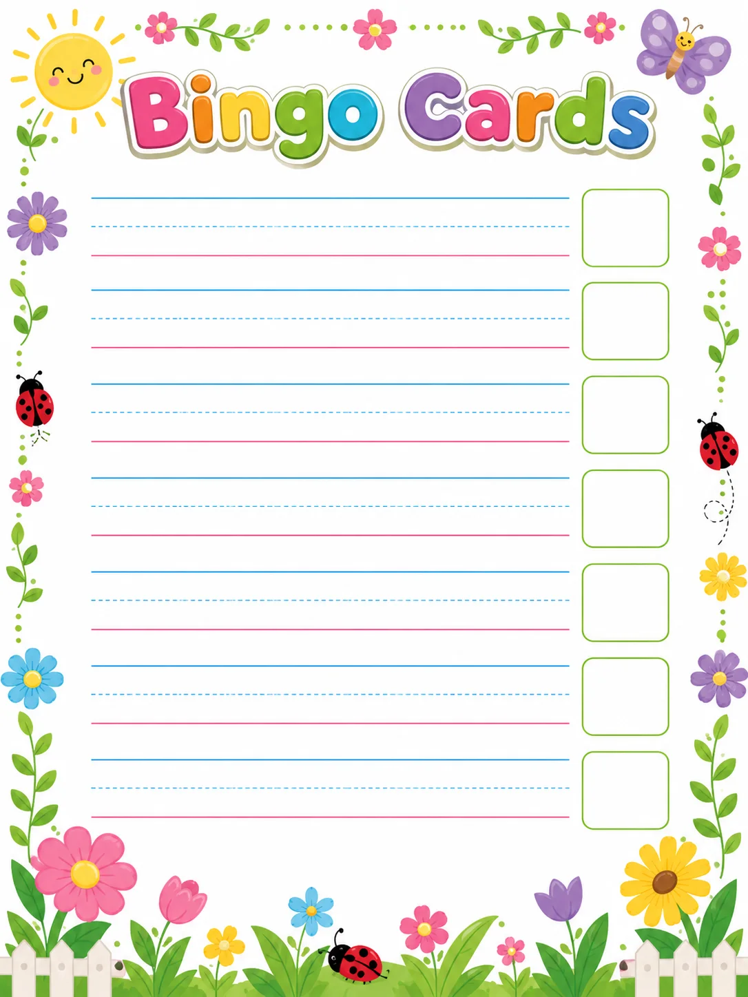 Bingo Cards page 5 printable template preview