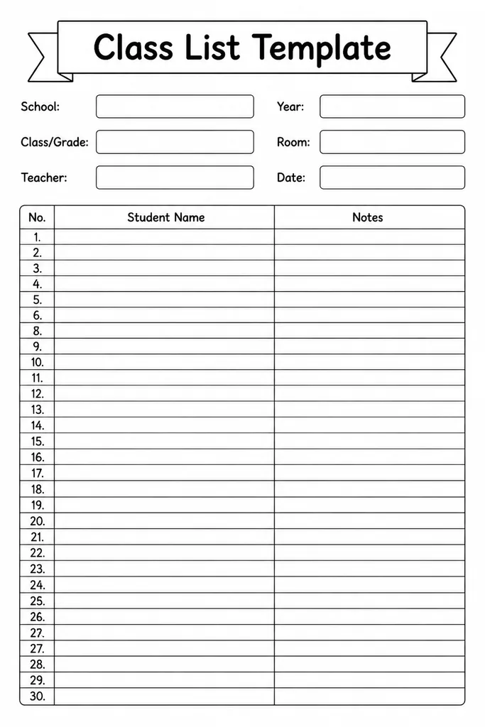 Class List Template
