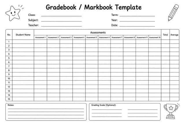 Gradebook / Markbook Template