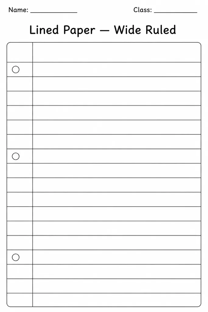 Lined Paper — Wide Ruled