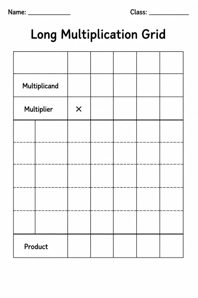 Long Multiplication Grid