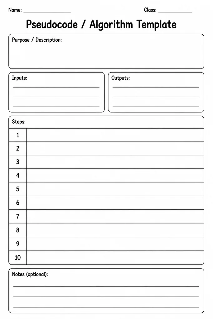 Pseudocode / Algorithm Template