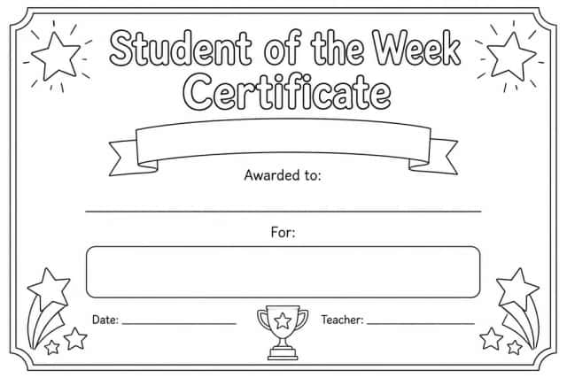 Student of the Week Certificate