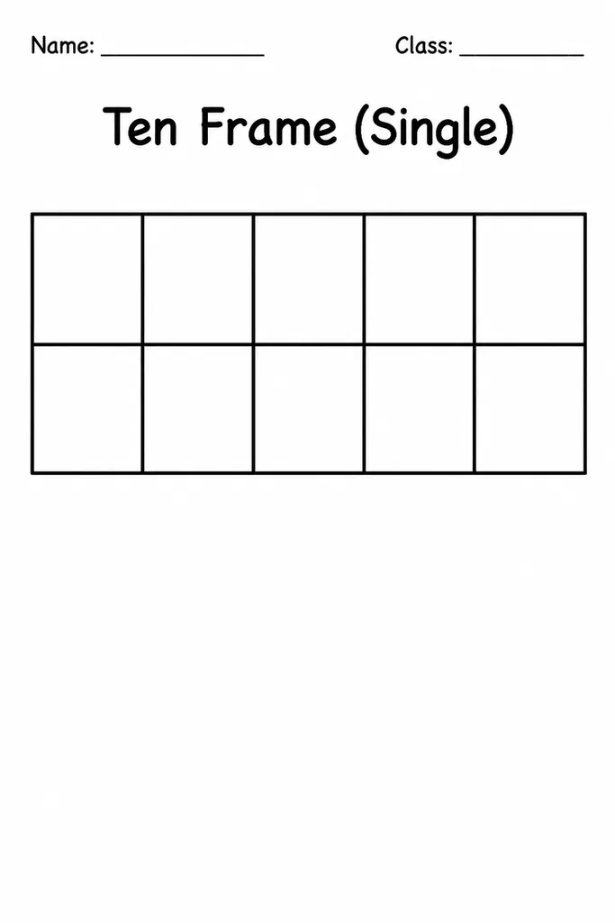 Blank printable single ten frame — a two-row grid of ten equal boxes for early childhood number sense and counting activities