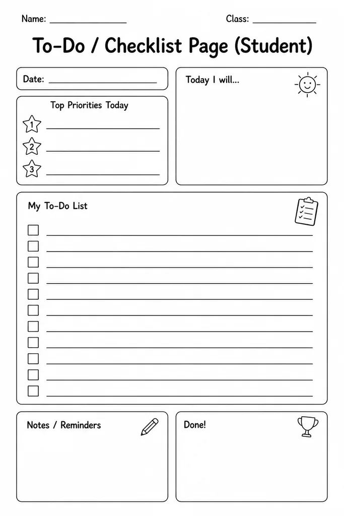 To-Do / Checklist Page (Student)