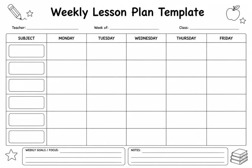 Weekly Lesson Plan Template