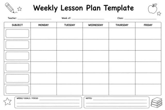 Weekly Lesson Plan Template