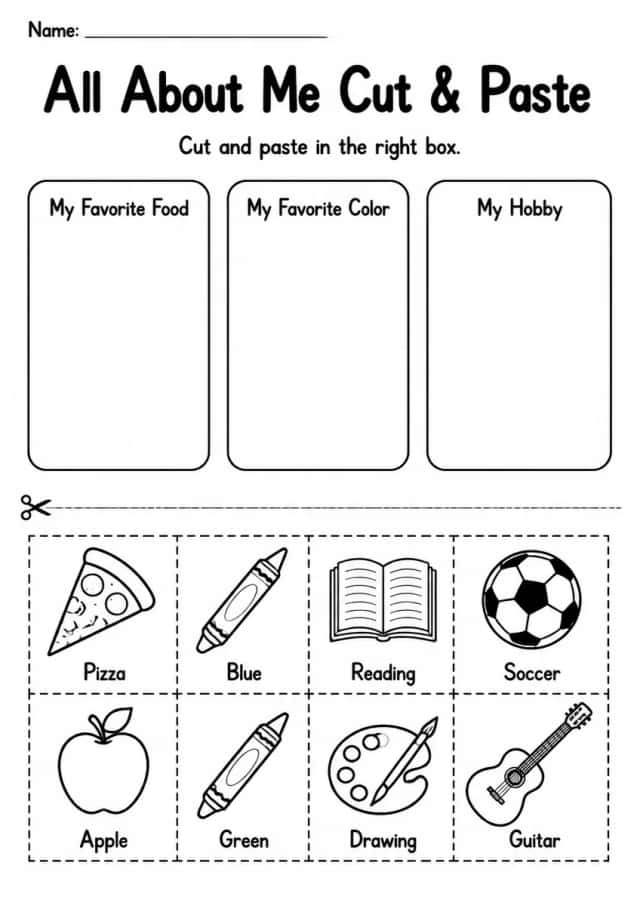 All About Me Cut & Paste — Grade 2