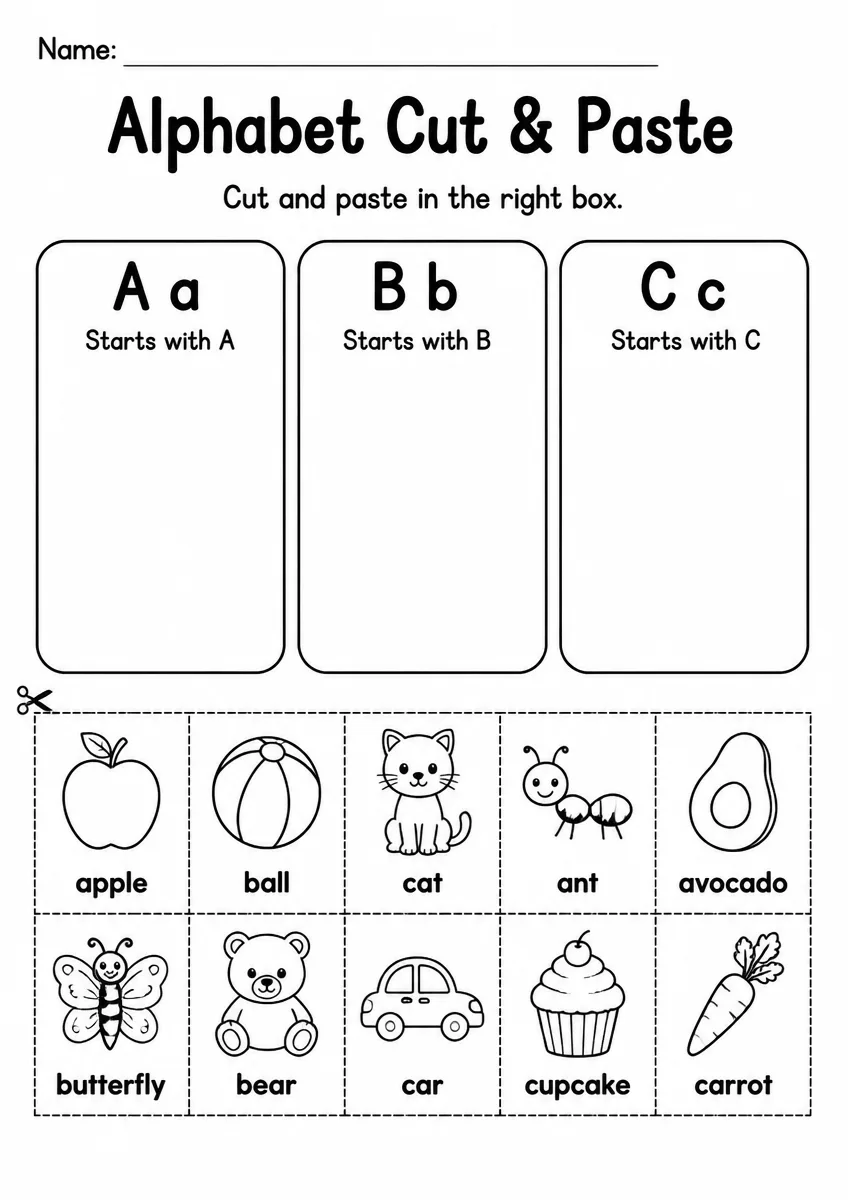 Alphabet Cut & Paste — Kindergarten