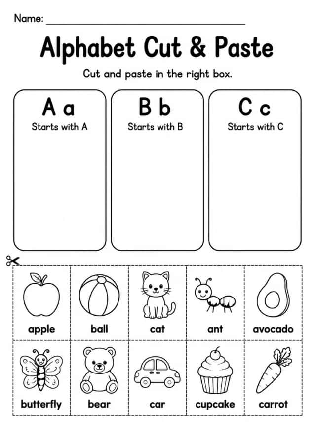 Alphabet Cut & Paste — Kindergarten