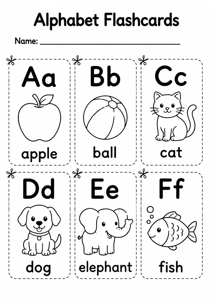 Alphabet flashcards worksheet for Grade 1