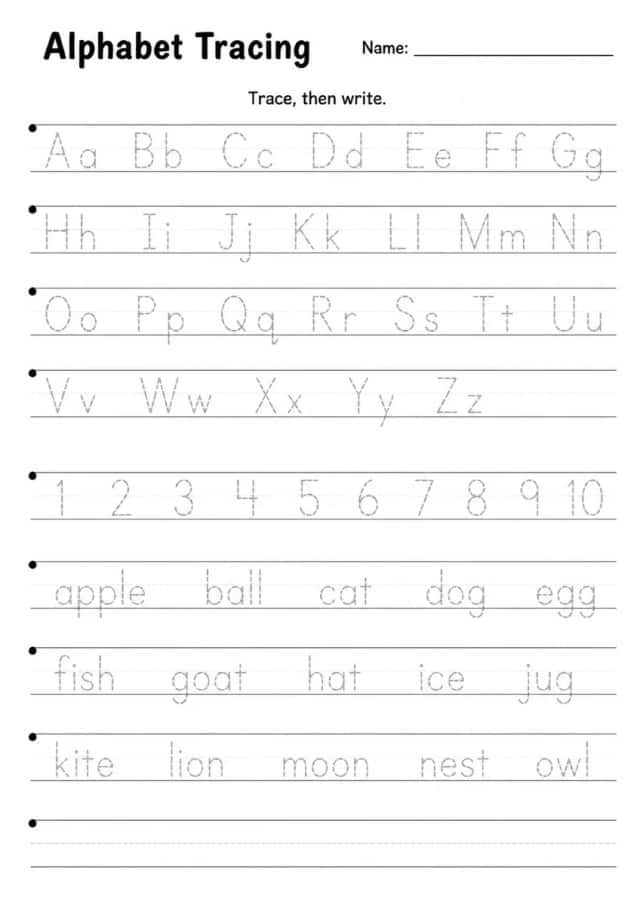 Alphabet Tracing — Grade 1