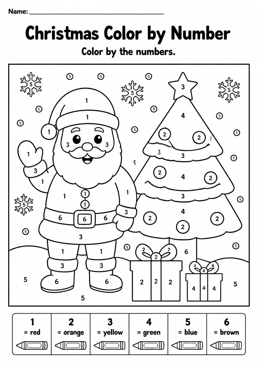 Christmas Color by Number — Kindergarten