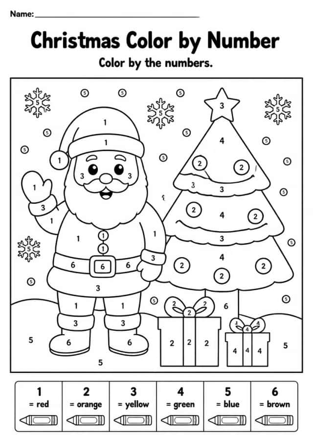 Christmas Color by Number — Kindergarten