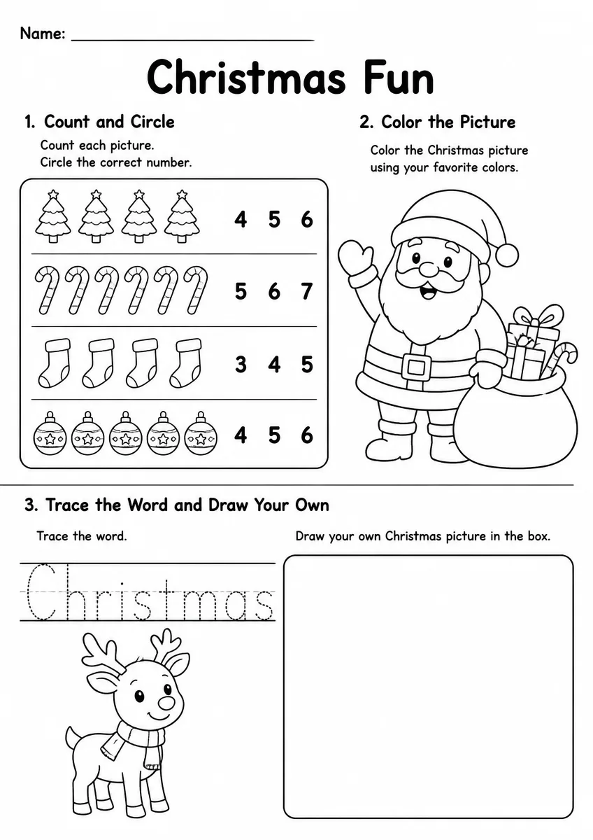 Christmas Worksheet — Kindergarten