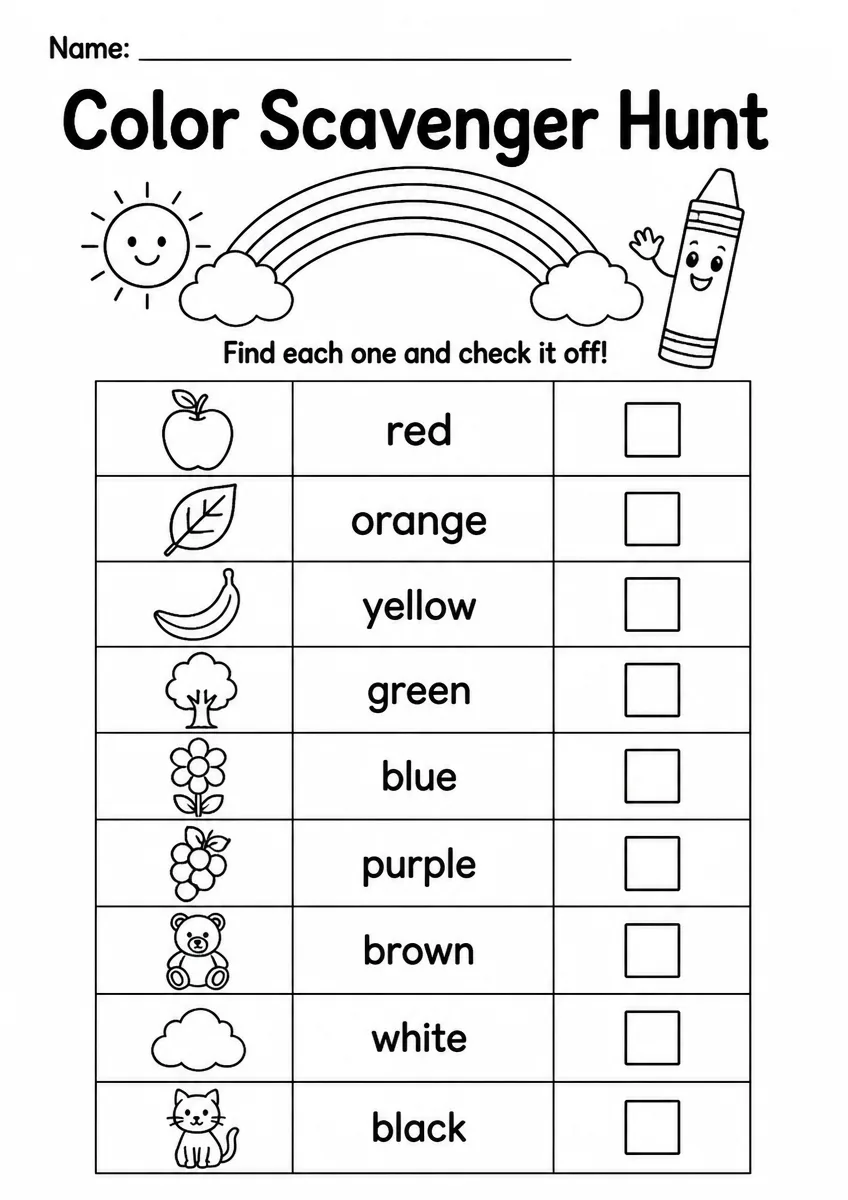 Color Scavenger Hunt — Kindergarten