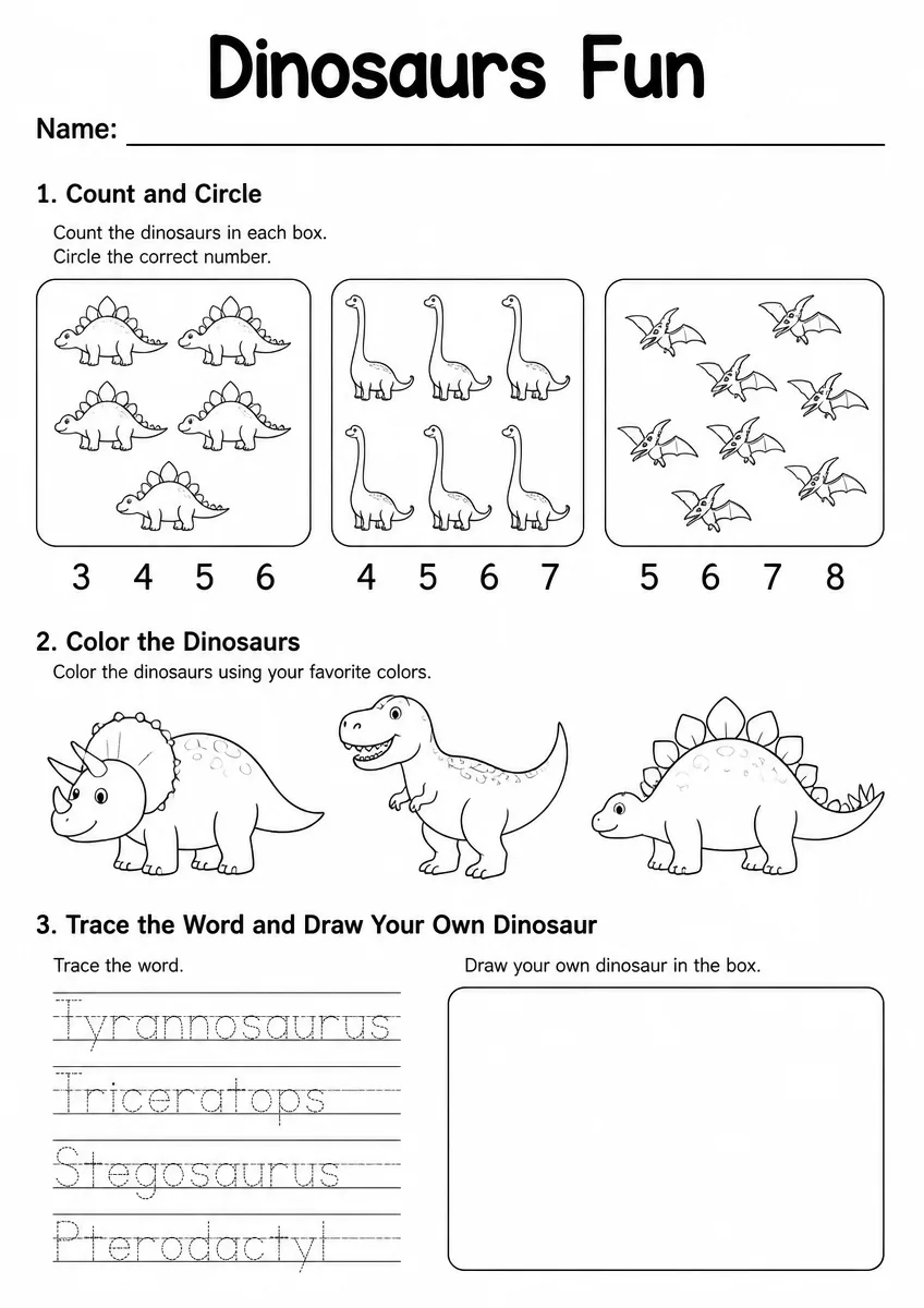 Dinosaurs Worksheet — Grade 3