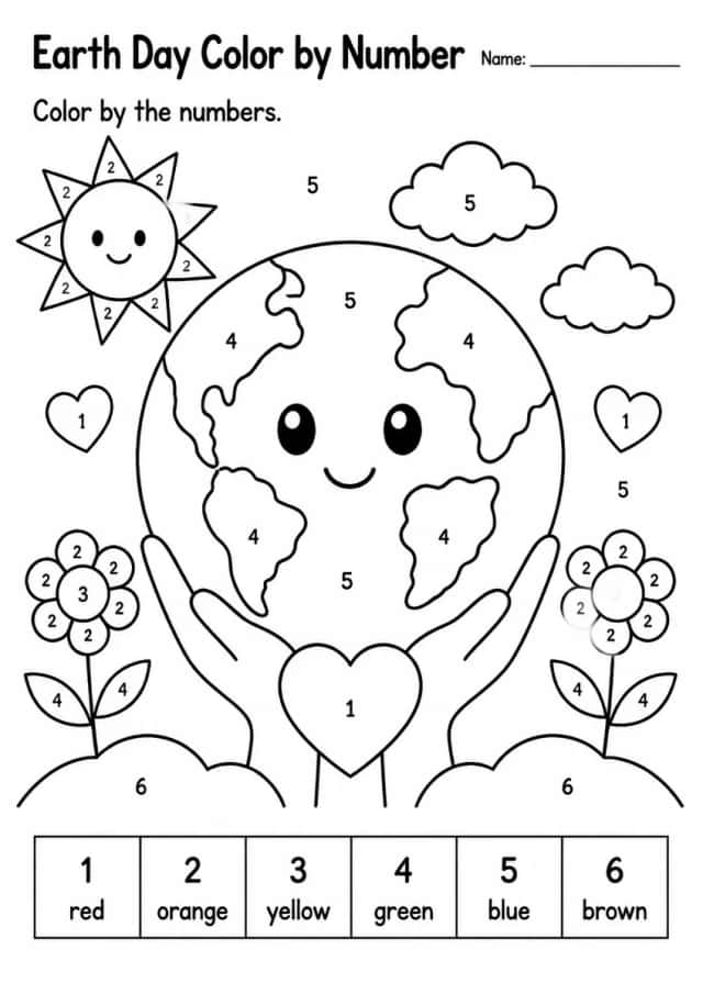 Earth Day Color by Number — Kindergarten