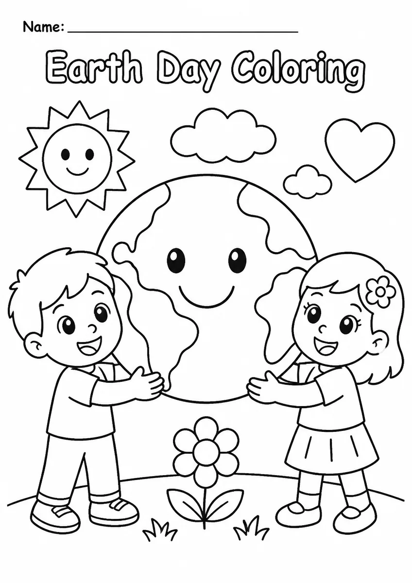 Earth Day coloring pages worksheet for Kindergarten