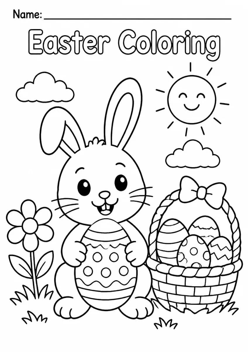 Easter coloring pages worksheet for Kindergarten
