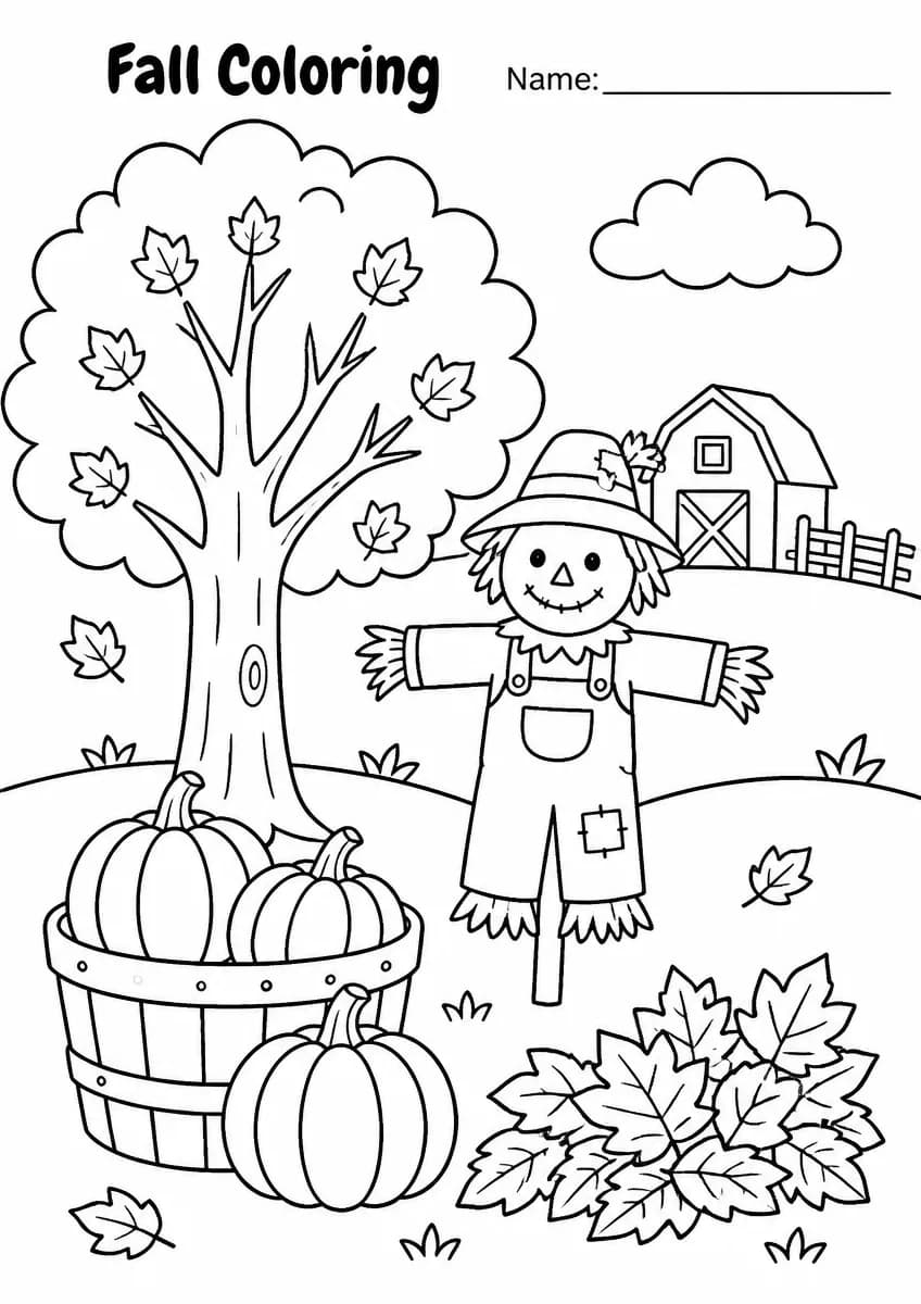 Fall coloring pages worksheet for Grade 2