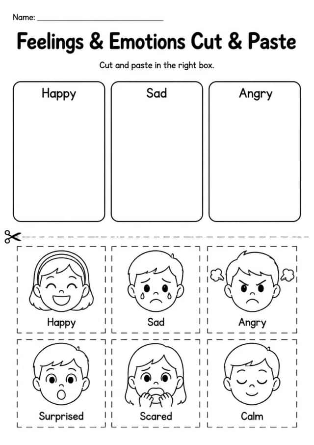 Feelings & Emotions Cut & Paste — Grade 3