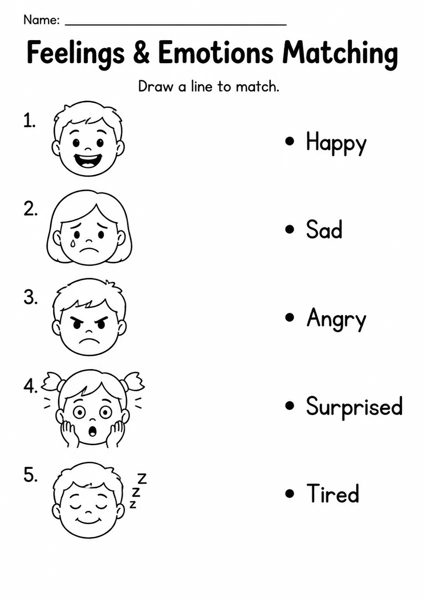 Feelings & Emotions Matching — Grade 3