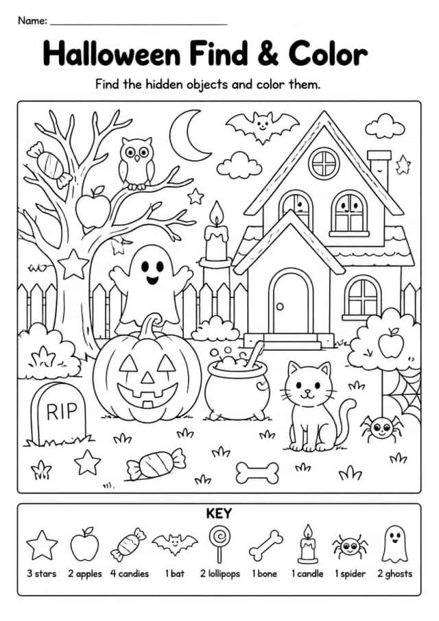 Halloween Find & Color — Grade 1