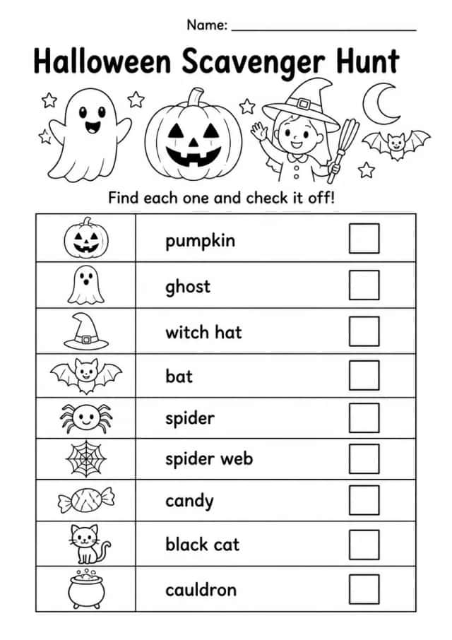 Halloween Scavenger Hunt — Grade 1