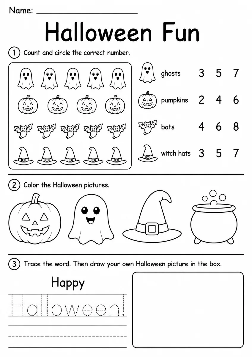 Halloween worksheet worksheet for Grade 1