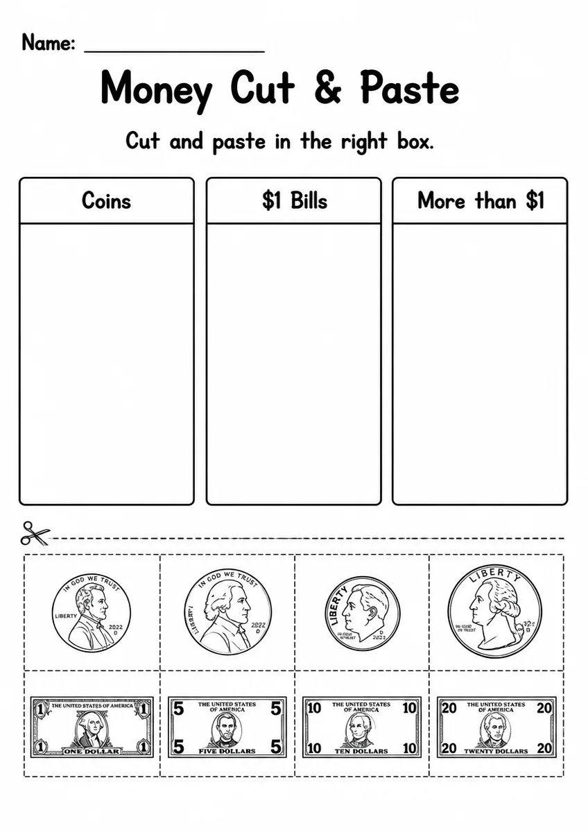 Money Cut & Paste — Grade 2