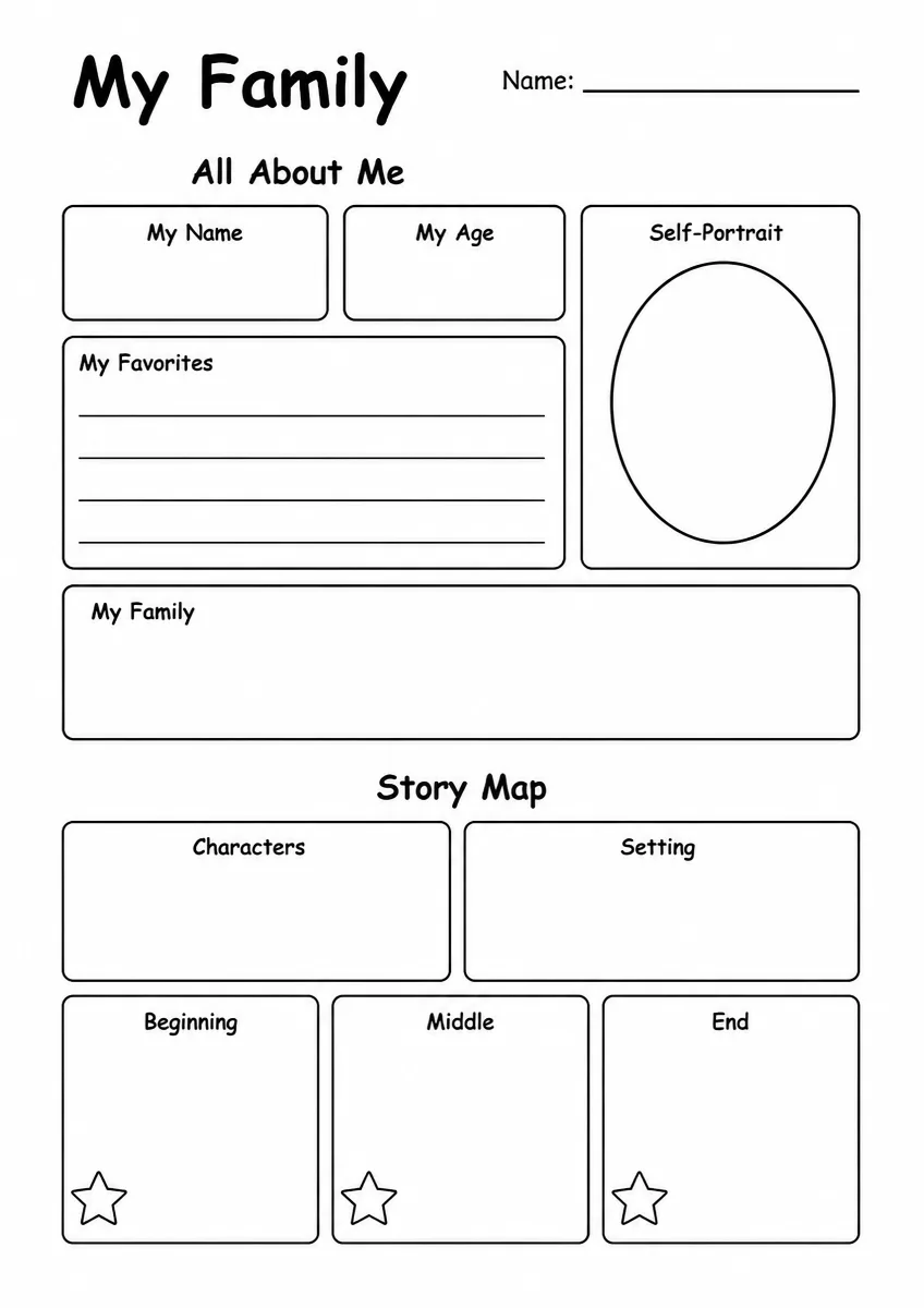 My Family graphic organizer worksheet for Grade 2