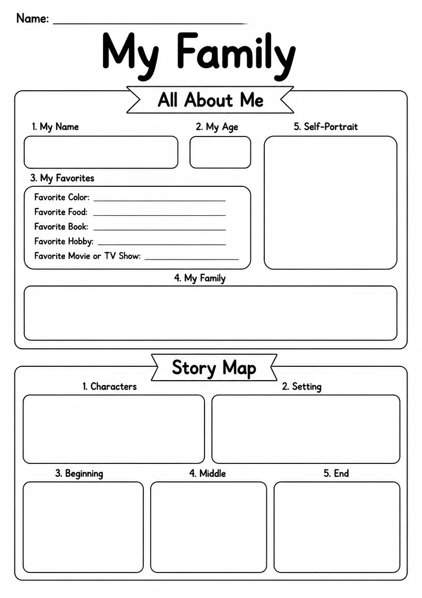 My Family graphic organizer worksheet for Grade 3