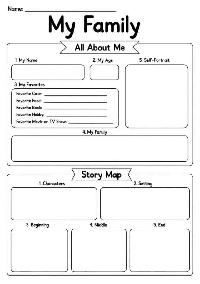 My Family Graphic Organizer — Grade 3