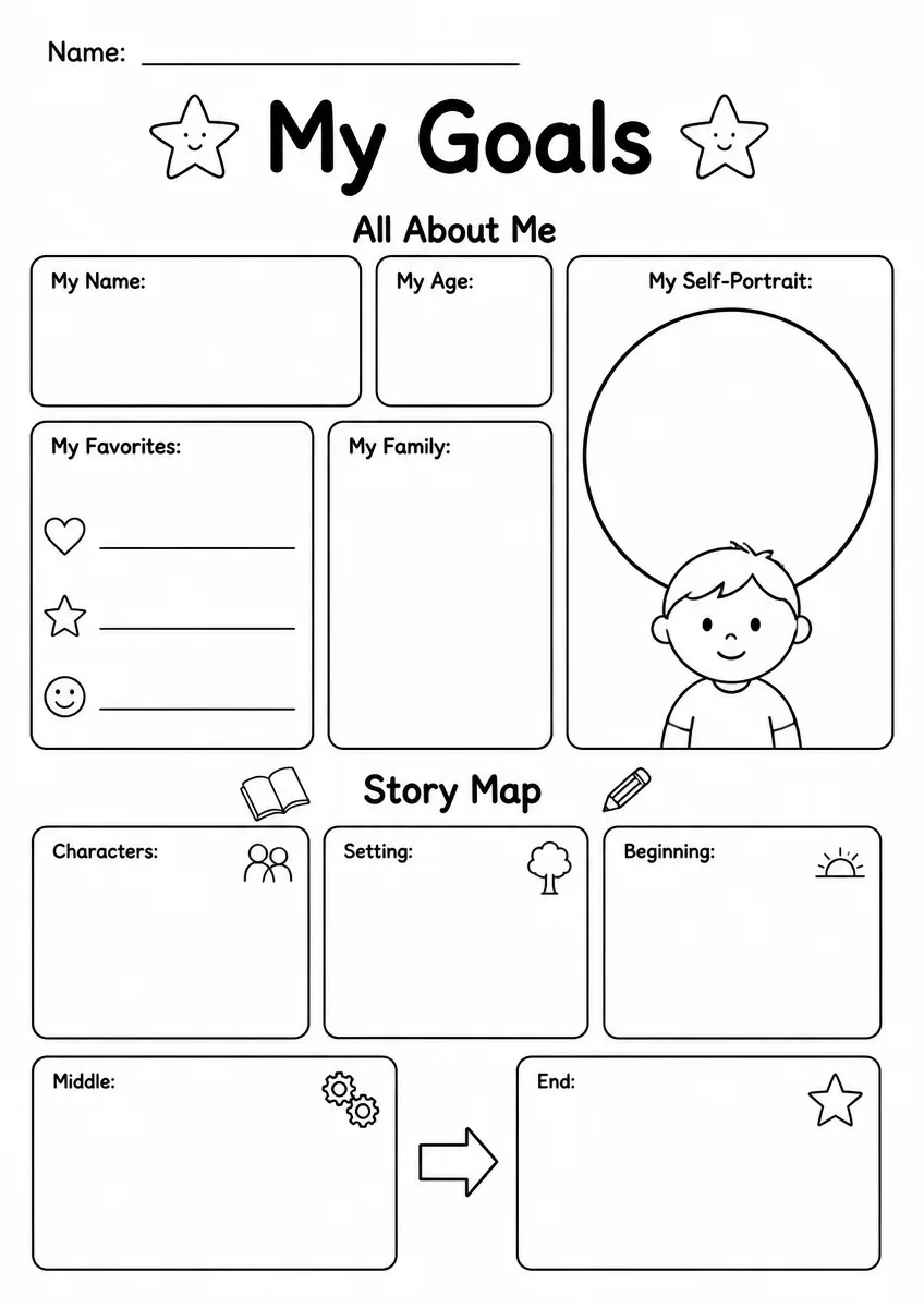 My Goals graphic organizer worksheet for Kindergarten