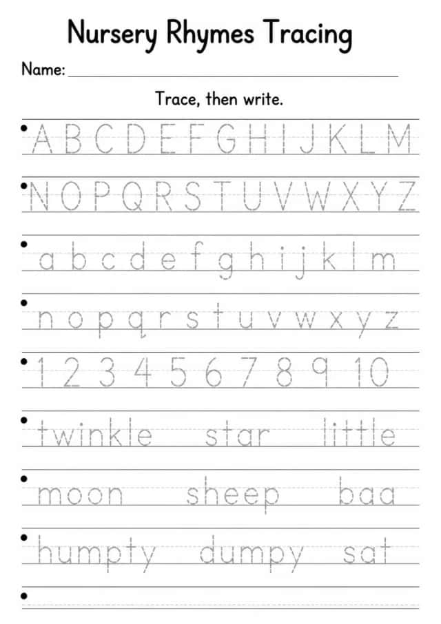 Nursery Rhymes Tracing — Grade 1