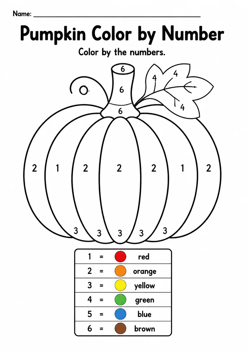 Pumpkin Color by Number — Grade 2