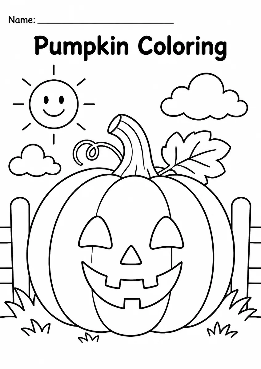 Pumpkin coloring pages worksheet for Grade 2