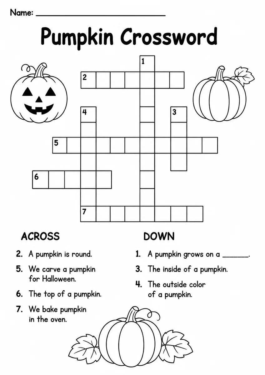 Pumpkin Crossword — Grade 2