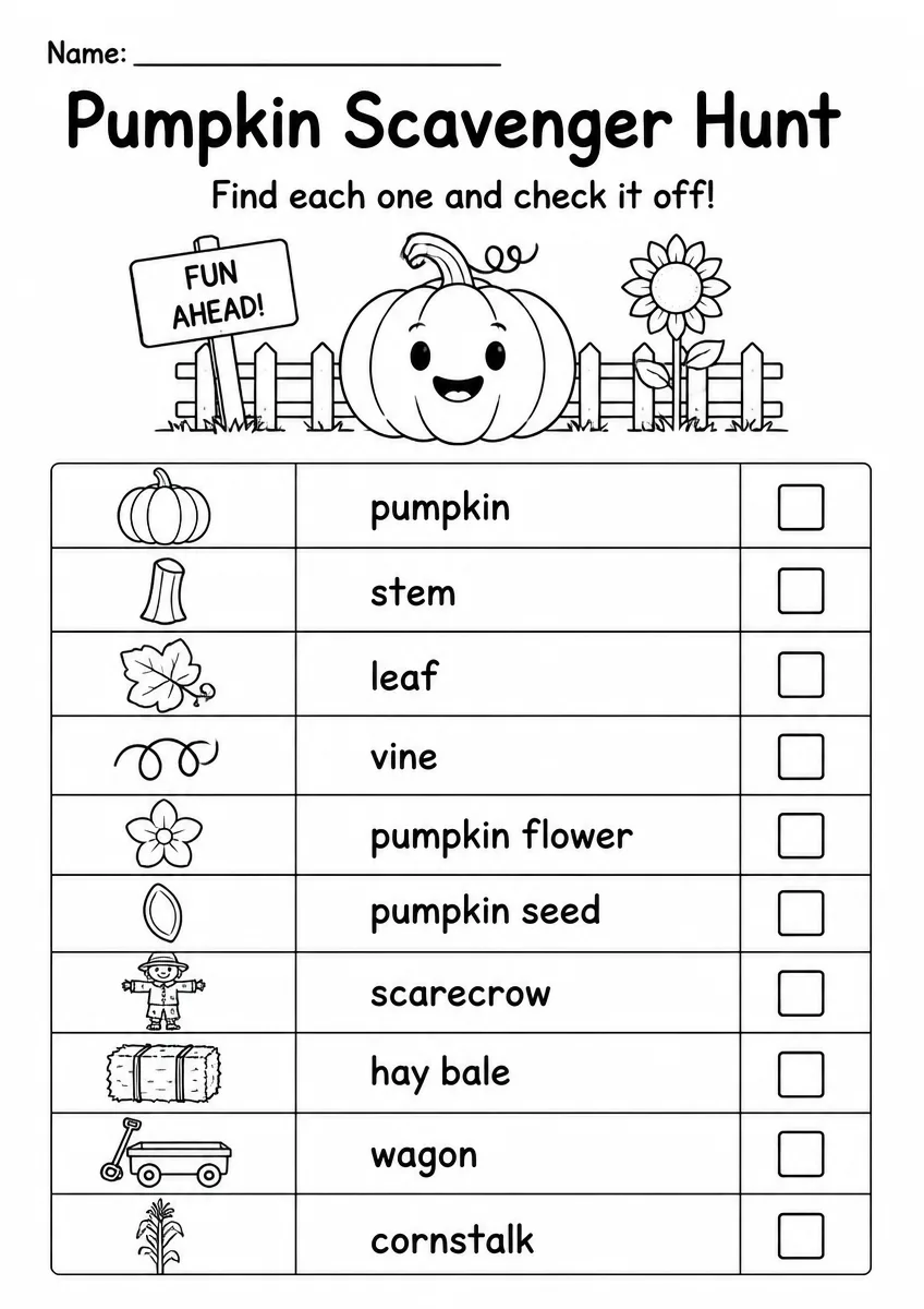 Pumpkin Scavenger Hunt — Kindergarten