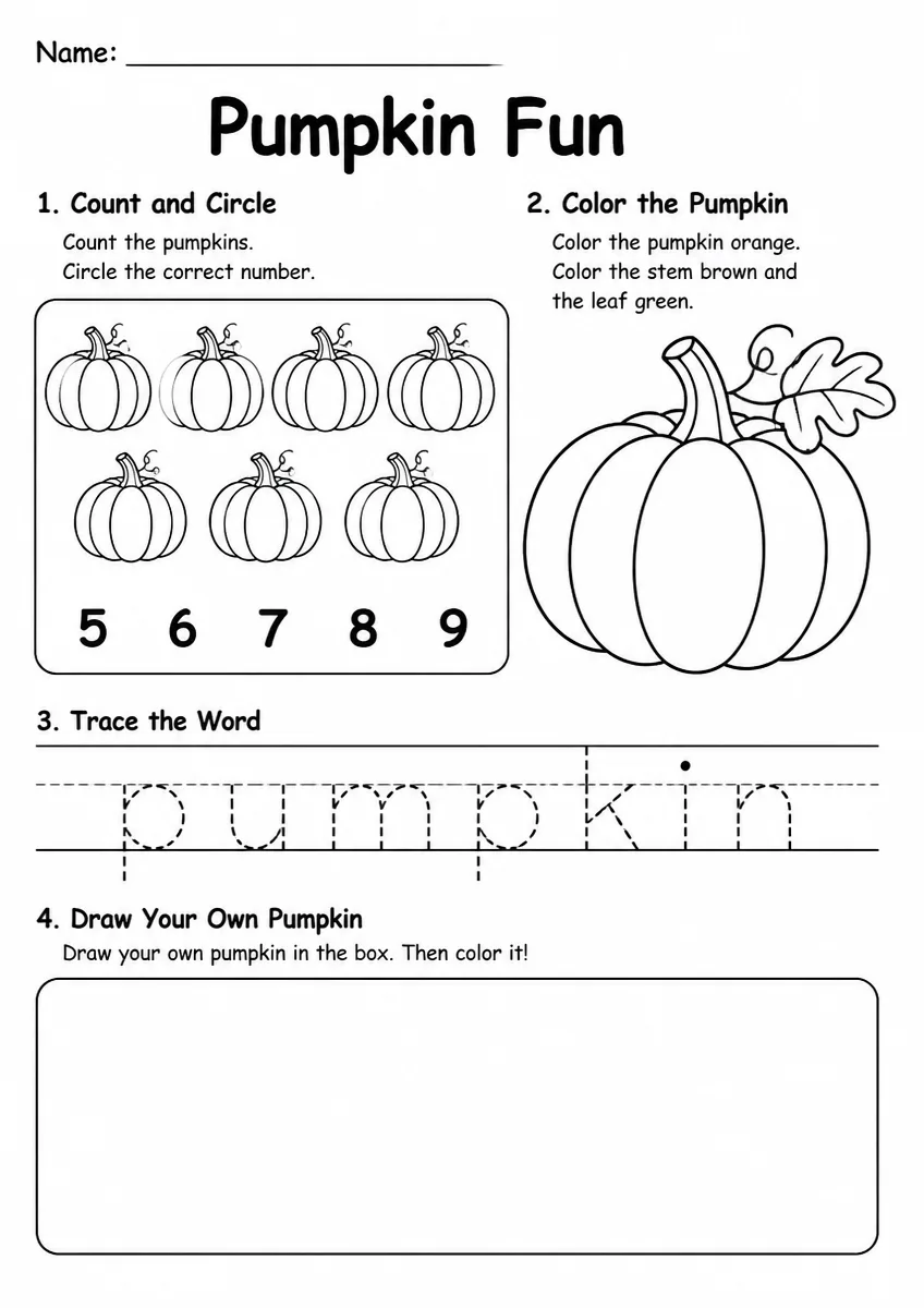 Pumpkin worksheet worksheet for Grade 2