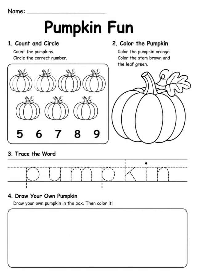 Pumpkin Worksheet — Grade 2