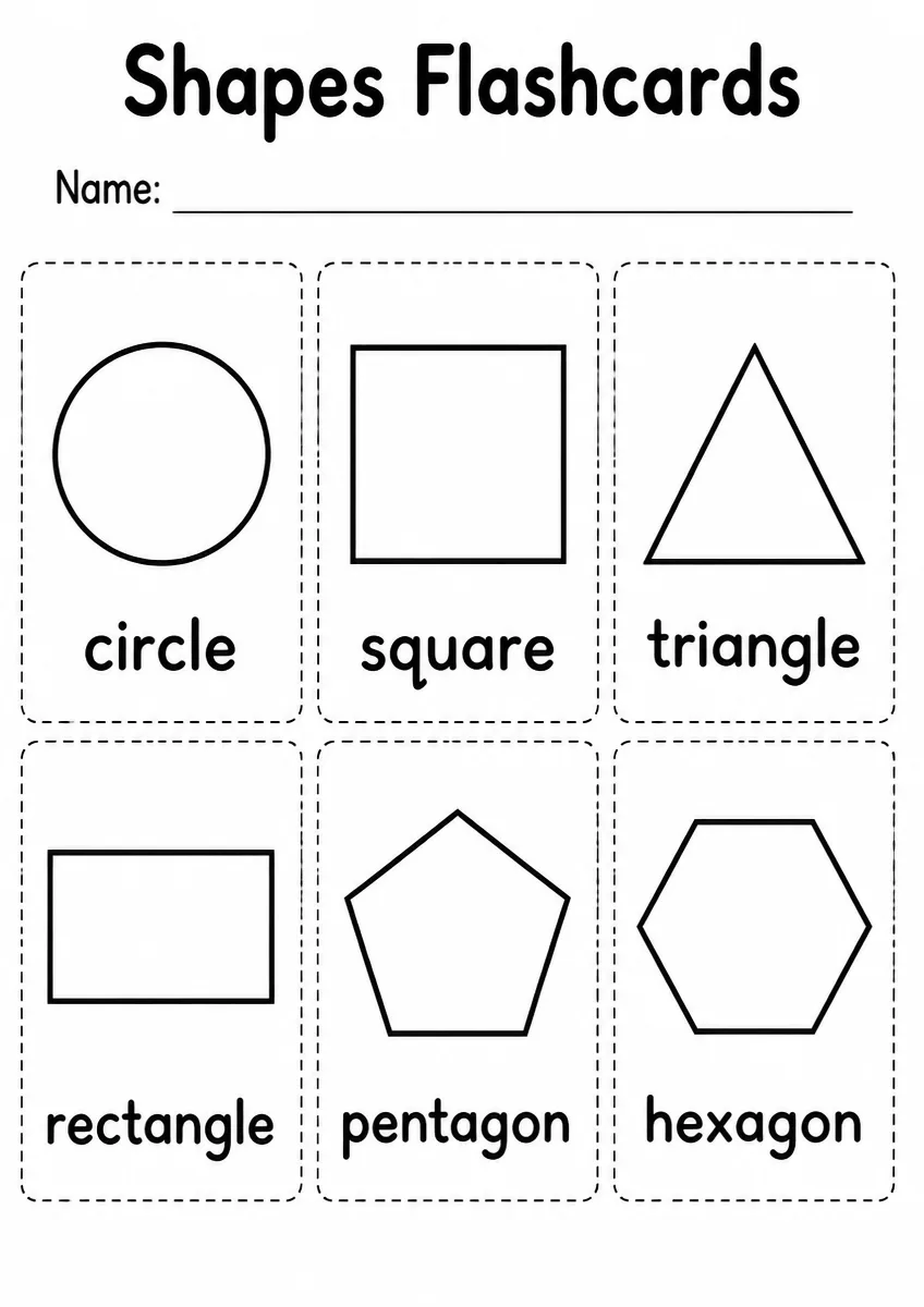 Shapes flashcards worksheet for Grade 1